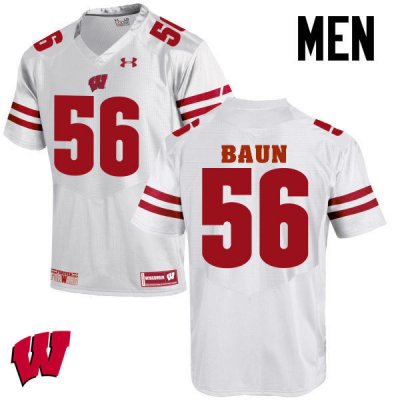 Men's Wisconsin Badgers NCAA #56 Zack Baun White Authentic Under Armour Stitched College Football Jersey ZB31J70CJ